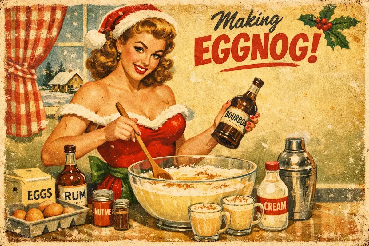 A woman making eggnog